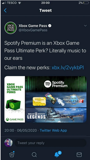 xbox game pass spotify code reddit